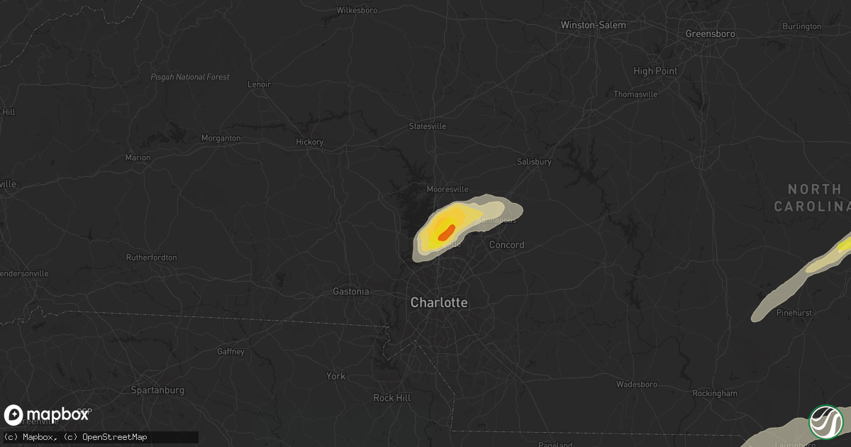 Hail map in Cornelius, NC on September 1, 2017