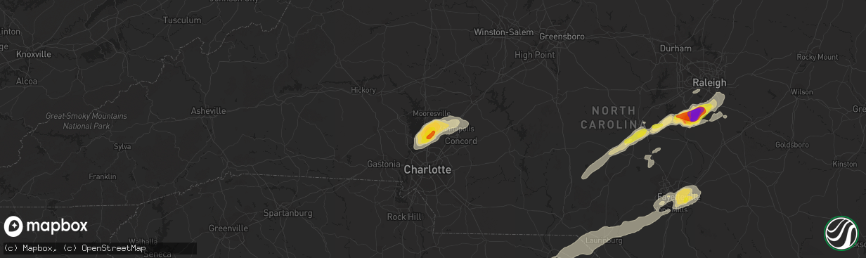 Hail map in Davidson, NC on September 1, 2017