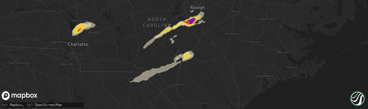 Hail map in Fayetteville, NC on September 1, 2017