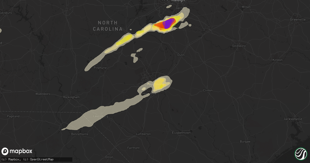 Hail map in Fayetteville, NC on September 1, 2017