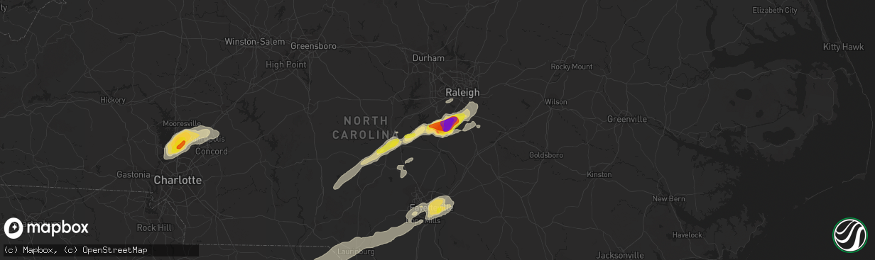 Hail map in Fuquay Varina, NC on September 1, 2017