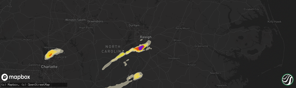 Hail map in Garner, NC on September 1, 2017