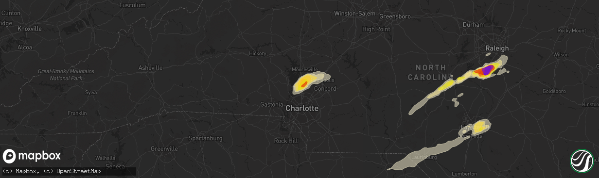 Hail map in Huntersville, NC on September 1, 2017