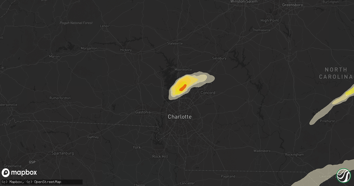 Hail map in Huntersville, NC on September 1, 2017