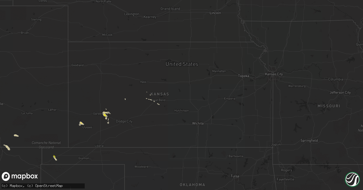 Hail map in Kansas on September 1, 2017