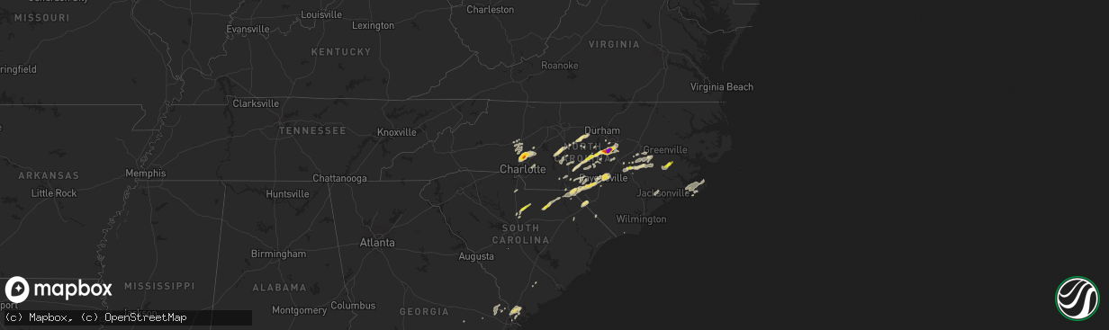 Hail map in North Carolina on September 1, 2017