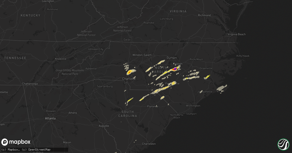 Hail map in North Carolina on September 1, 2017