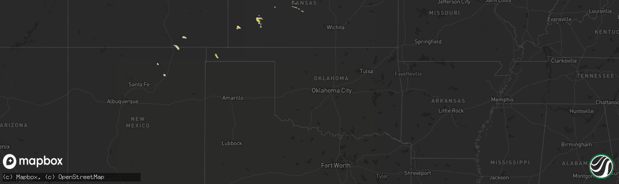 Hail map in Oklahoma on September 1, 2017