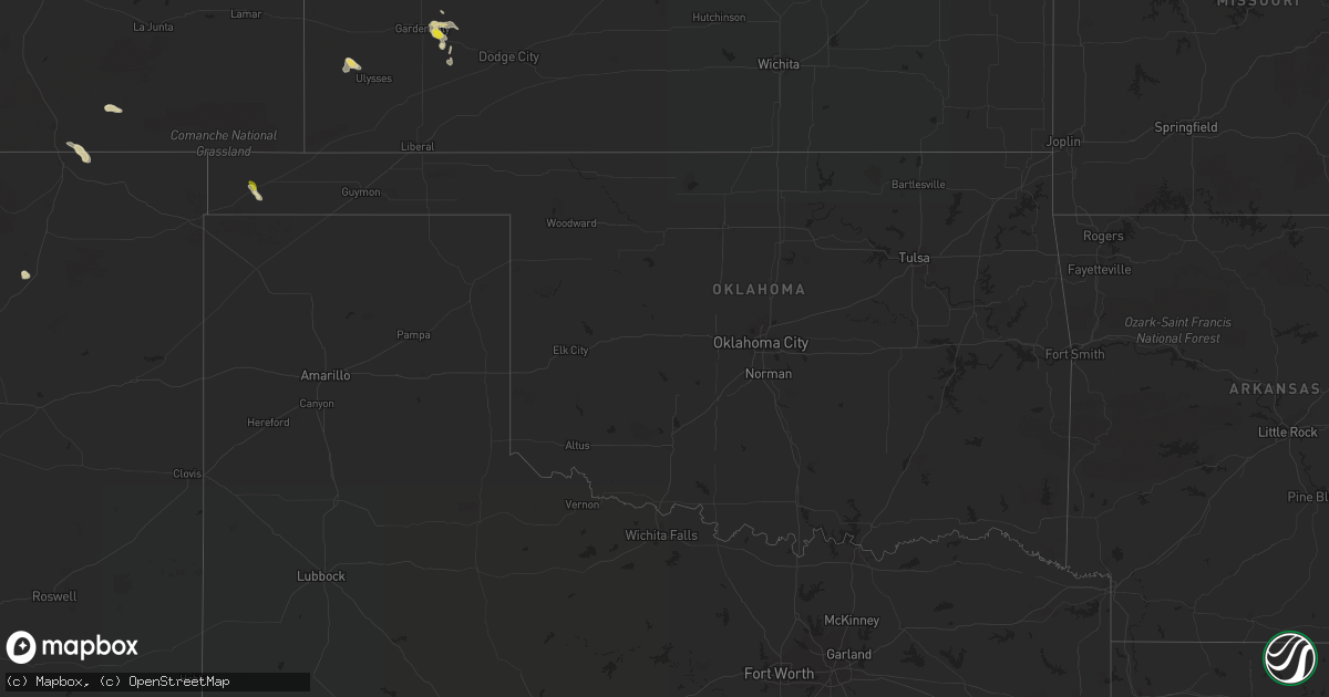 Hail map in Oklahoma on September 1, 2017