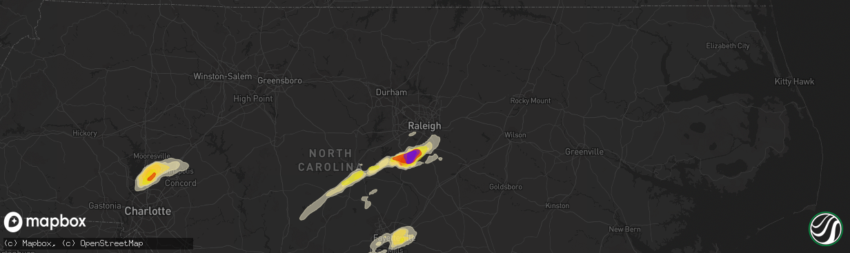 Hail map in Raleigh, NC on September 1, 2017