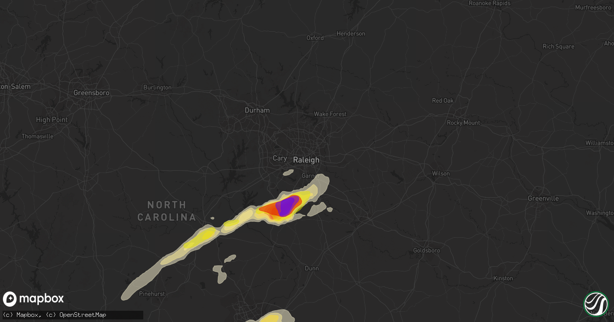 Hail map in Raleigh, NC on September 1, 2017