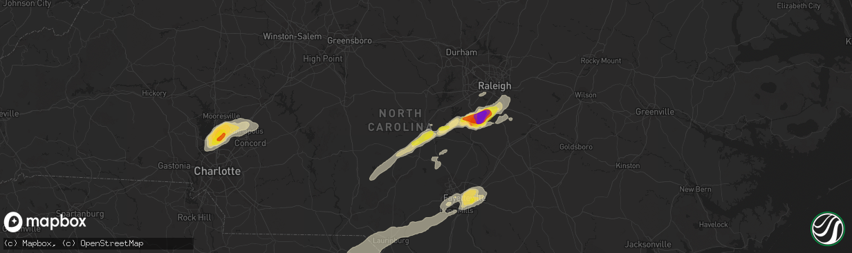 Hail map in Sanford, NC on September 1, 2017