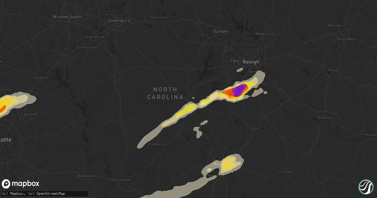 Hail map in Sanford, NC on September 1, 2017
