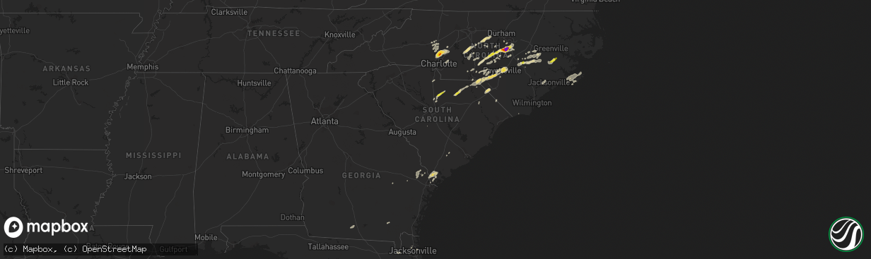 Hail map in South Carolina on September 1, 2017