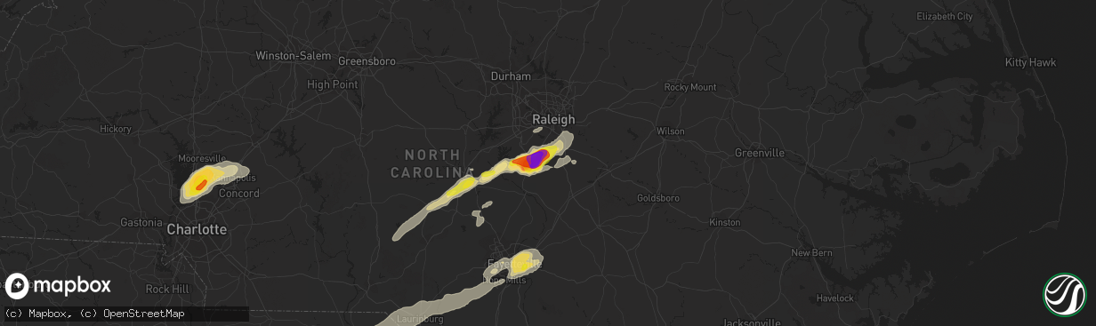 Hail map in Willow Spring, NC on September 1, 2017