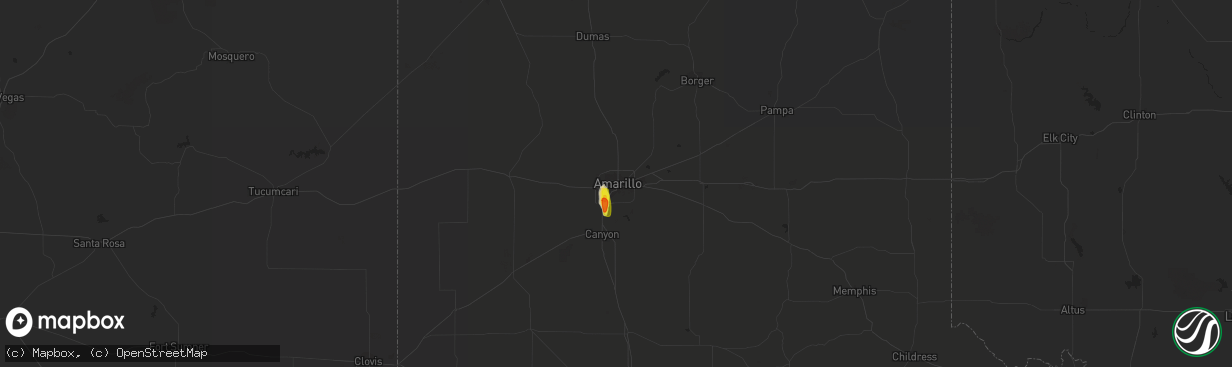 Hail map in Amarillo, TX on September 1, 2018