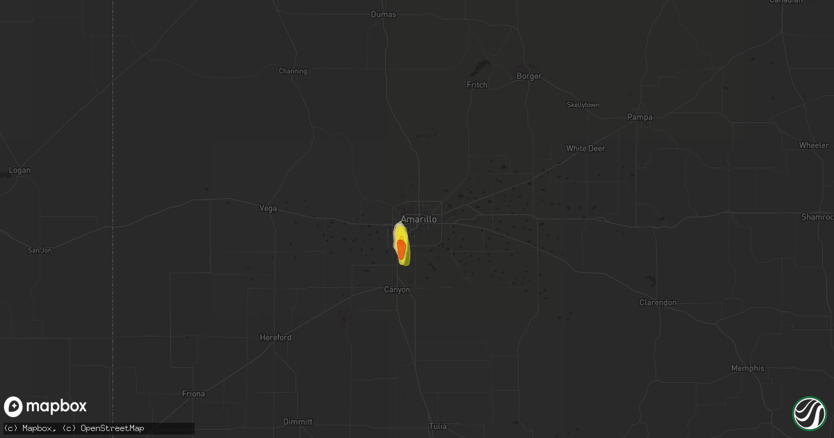 Hail map in Amarillo, TX on September 1, 2018