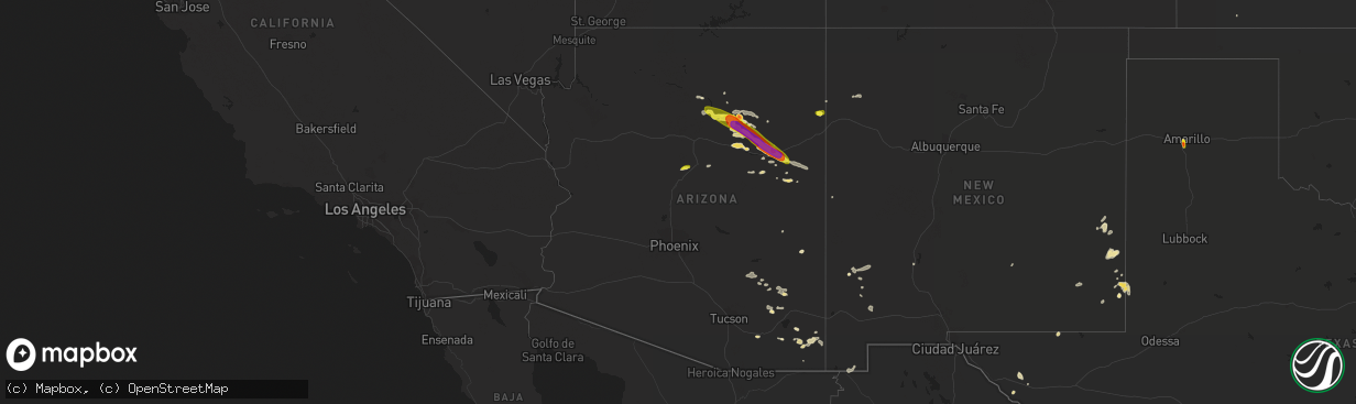 Hail map in Arizona on September 1, 2018