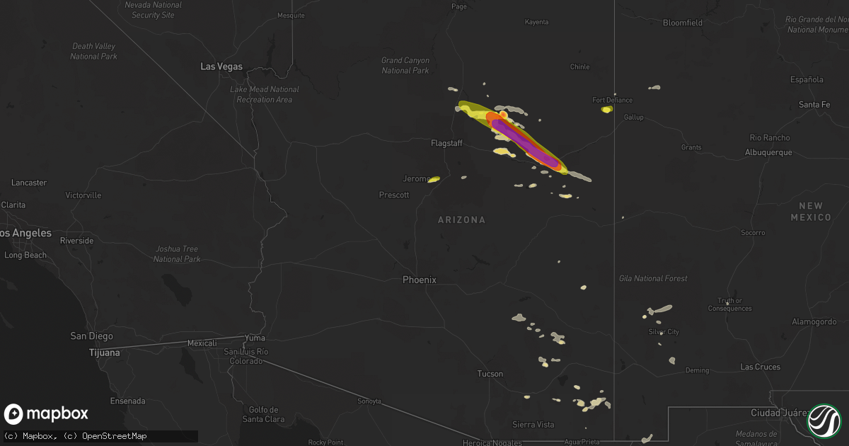 Hail map in Arizona on September 1, 2018