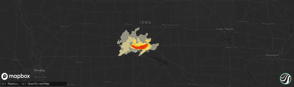 Hail map in Bondurant, IA on September 1, 2018