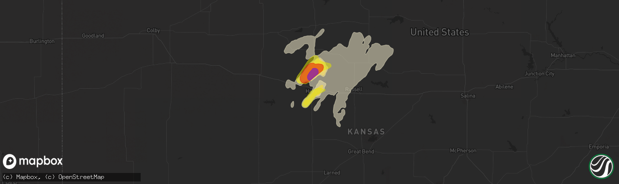 Hail map in Hays, KS on September 1, 2018