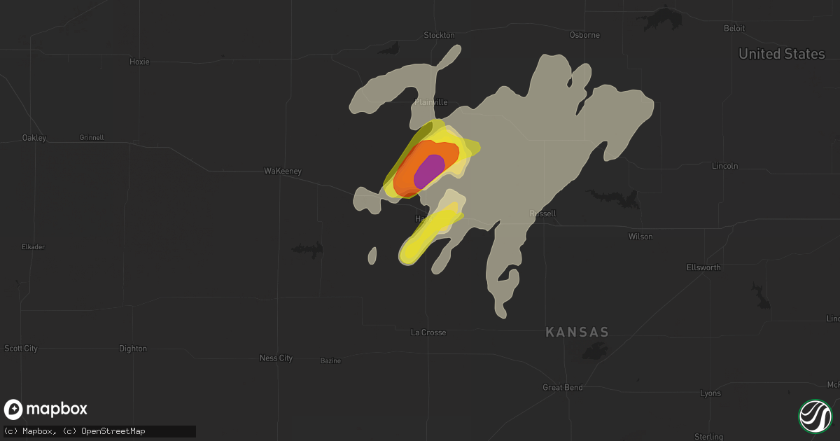 Hail map in Hays, KS on September 1, 2018