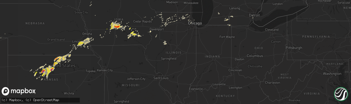 Hail map in Illinois on September 1, 2018