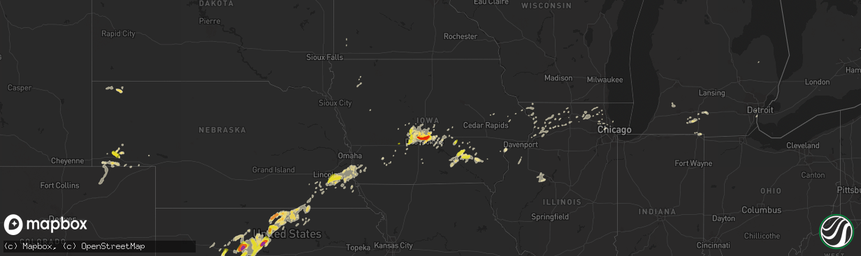 Hail map in Iowa on September 1, 2018