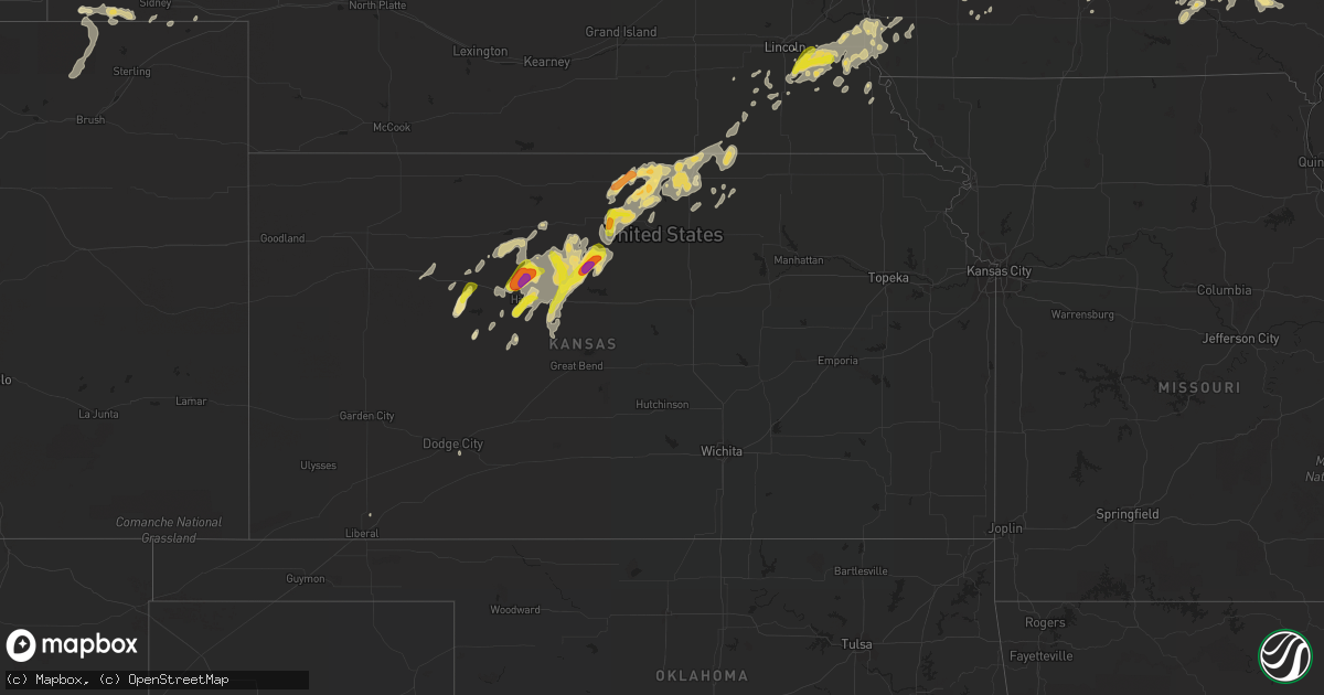 Hail map in Kansas on September 1, 2018