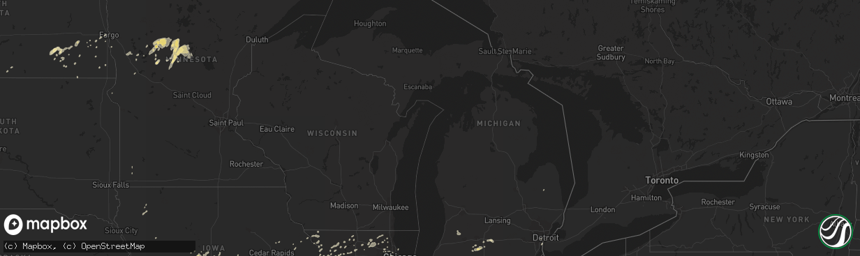 Hail map in Michigan on September 1, 2018