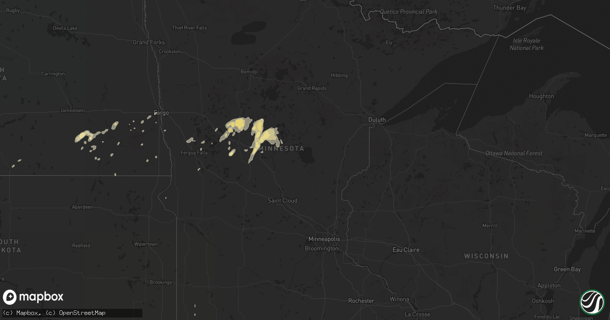 Hail map in Minnesota on September 1, 2018