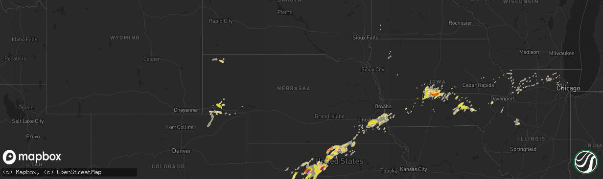 Hail map in Nebraska on September 1, 2018