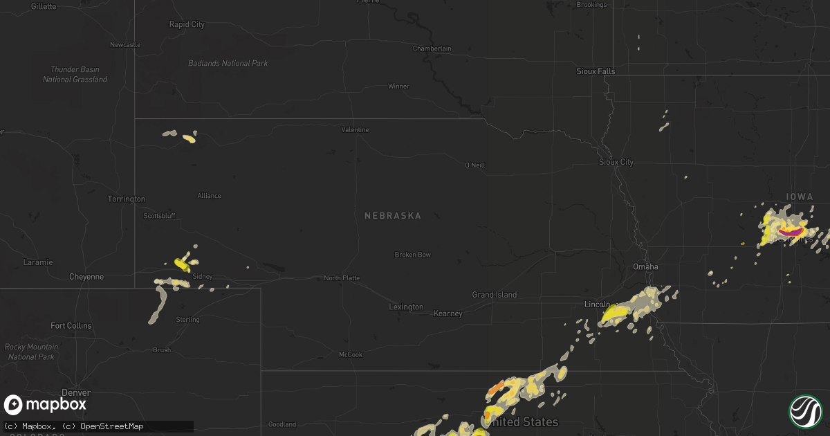 Hail map in Nebraska on September 1, 2018