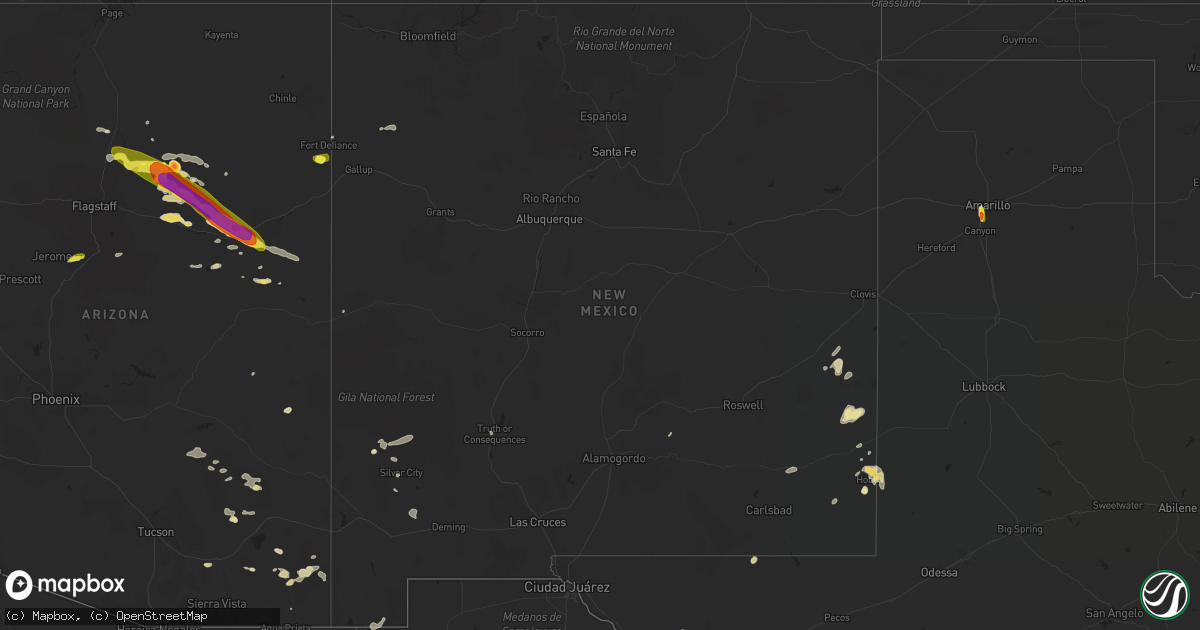 Hail map in New Mexico on September 1, 2018