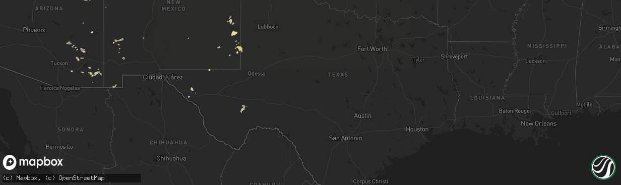 Hail map in Texas on September 1, 2018