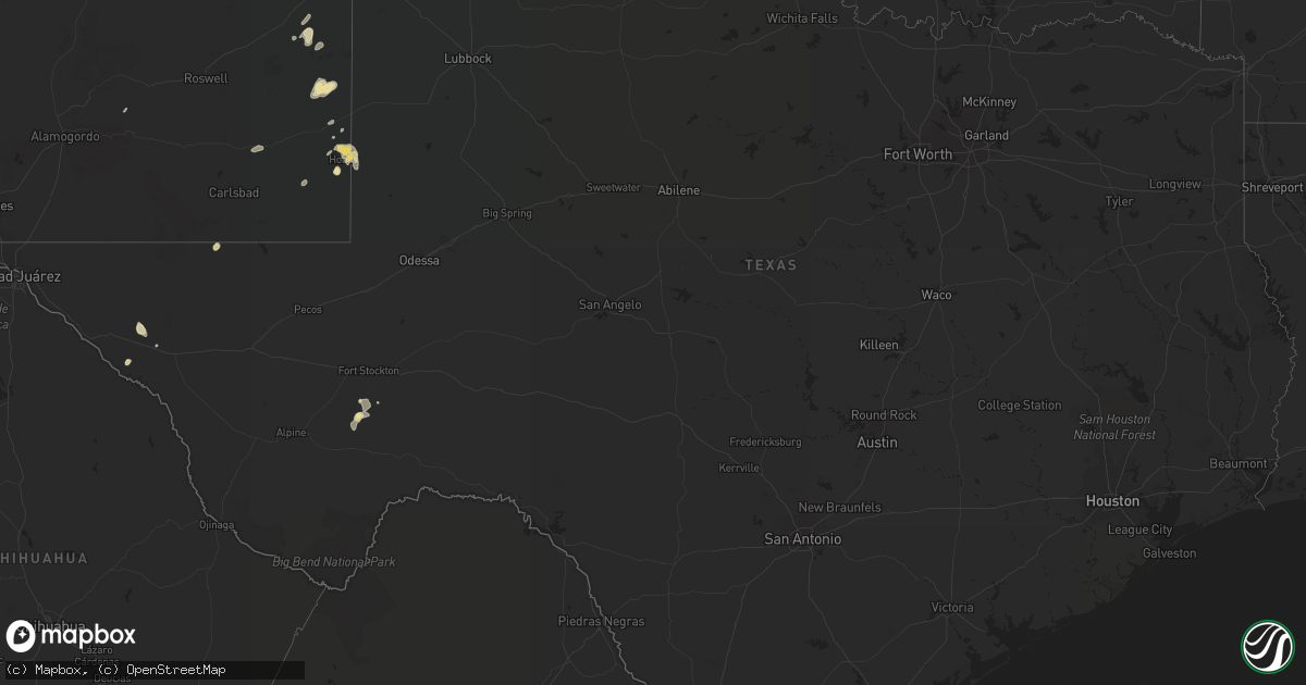 Hail map in Texas on September 1, 2018