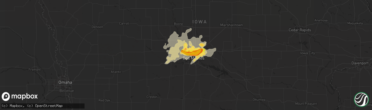 Hail map in Urbandale, IA on September 1, 2018