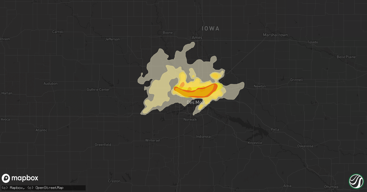 Hail map in Urbandale, IA on September 1, 2018