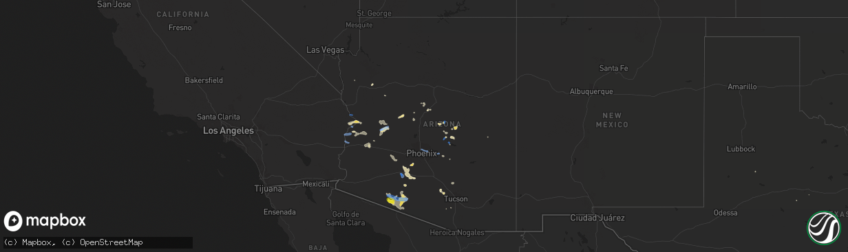 Hail map in Arizona on September 1, 2019