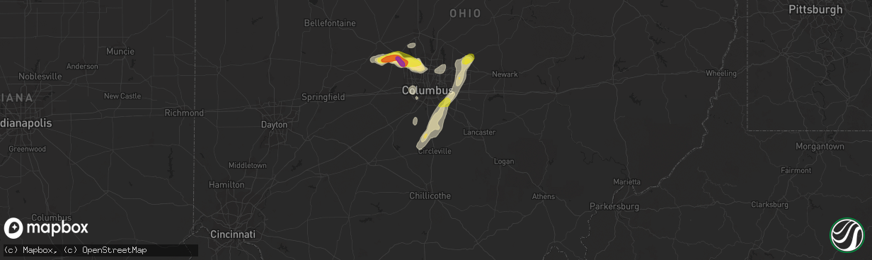 Hail map in Ashville, OH on September 1, 2019