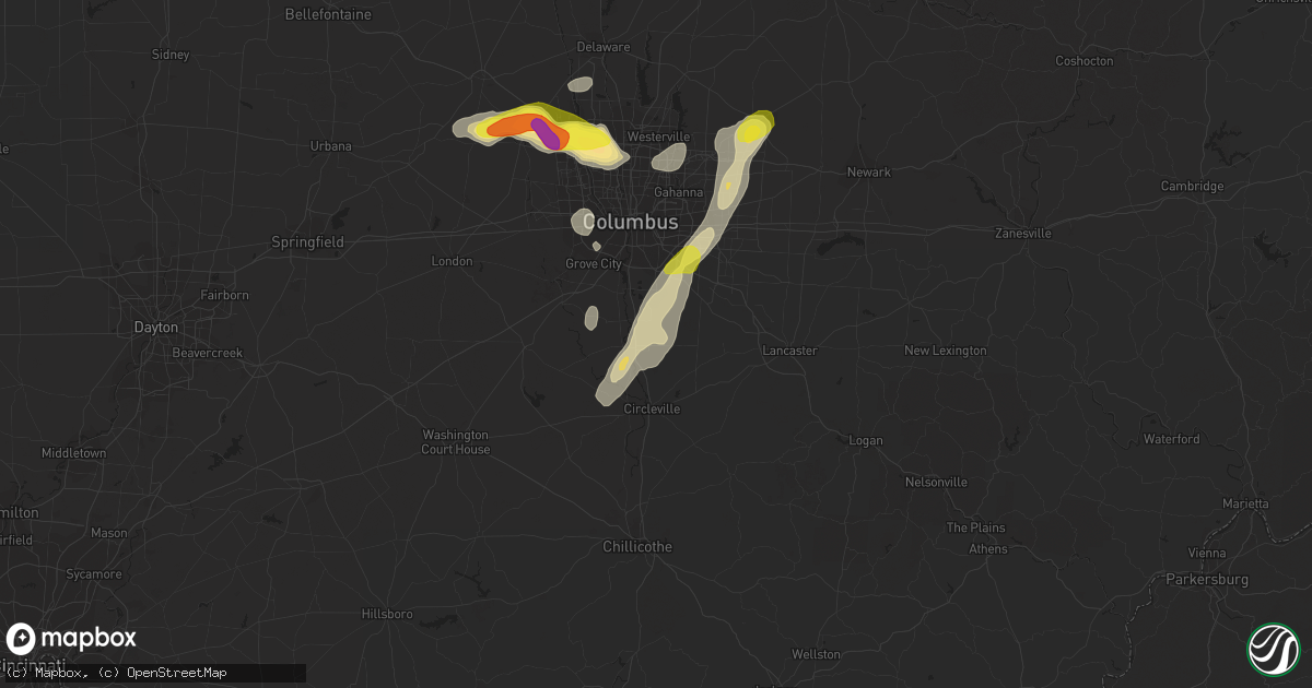 Hail map in Ashville, OH on September 1, 2019
