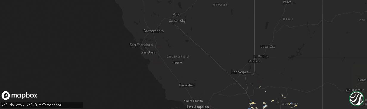 Hail map in California on September 1, 2019