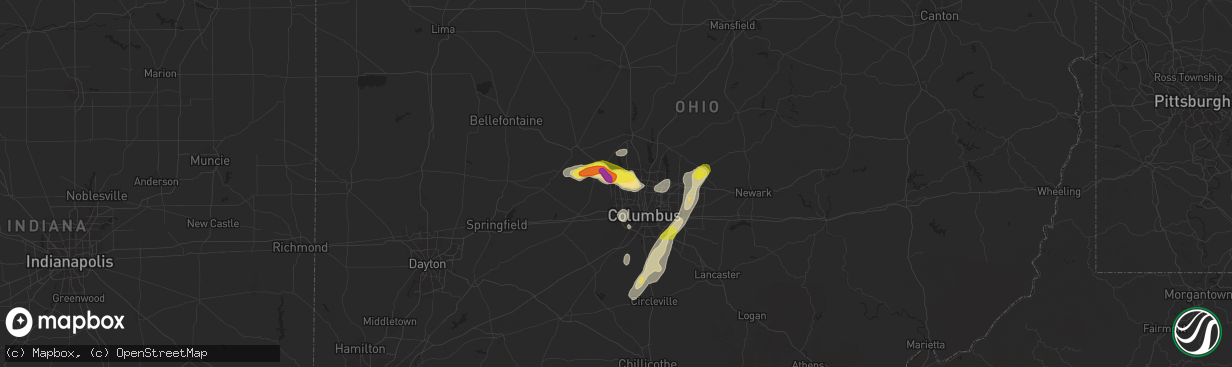 Hail map in Dublin, OH on September 1, 2019