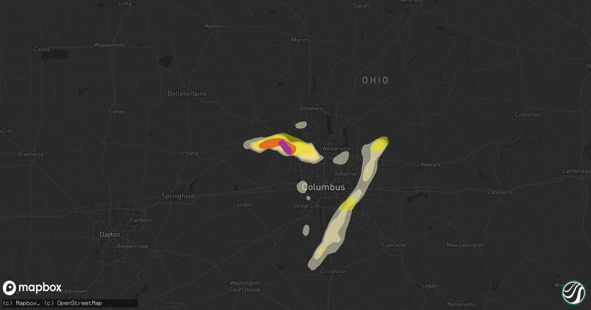 Hail map in Dublin, OH on September 1, 2019