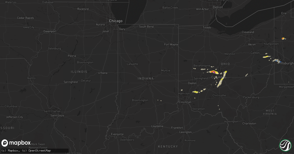 Hail map in Indiana on September 1, 2019