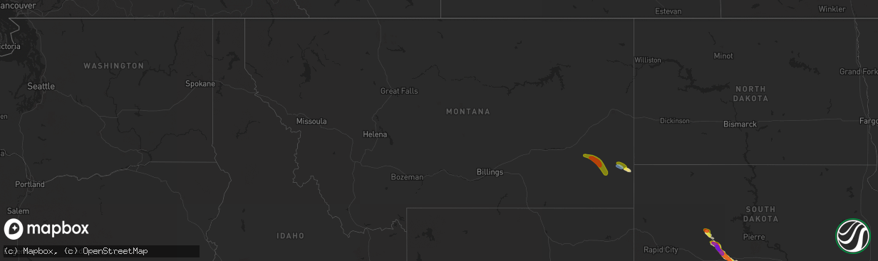 Hail map in Montana on September 1, 2019