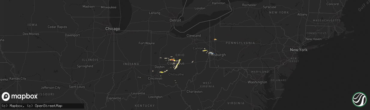 Hail map in Ohio on September 1, 2019