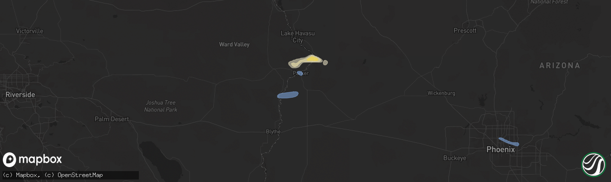 Hail map in Parker, AZ on September 1, 2019