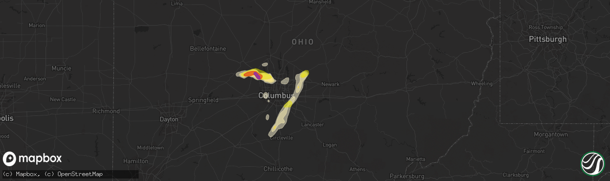 Hail map in Pataskala, OH on September 1, 2019