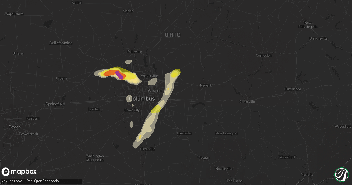 Hail map in Pataskala, OH on September 1, 2019